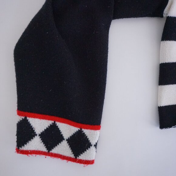 Vintage Ami Knits Black Red White Cardigan Preppy Collegiate 80s Vintage M - Picture 7 of 11